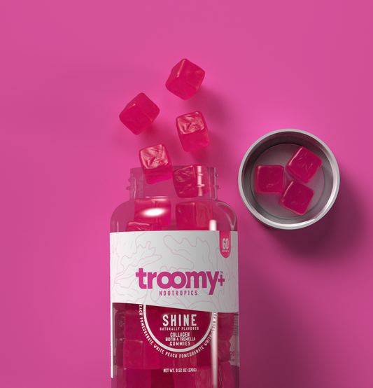 Shine Beauty Gummies - Tremella + Biotin for Skin and Hair - 60ct Jar - Troomy Nootropics in Whittier, CA