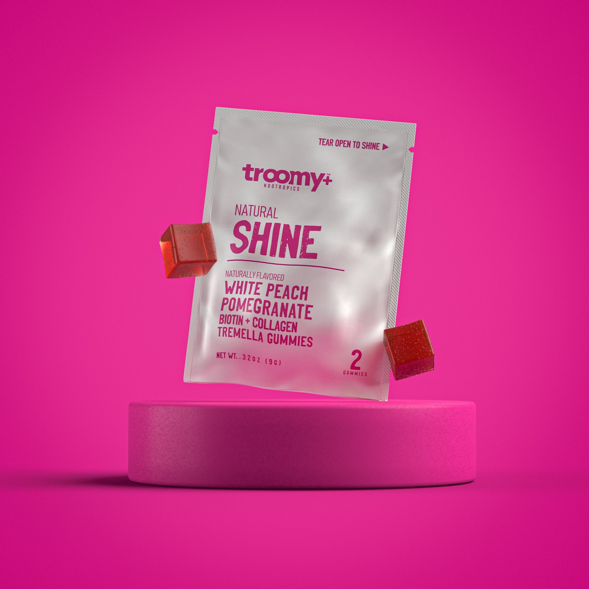 Shine Beauty Gummies - Tremella + Biotin for Skin and Hair - 2ct Gummy Pouch - Troomy Nootropics in Whittier, CA