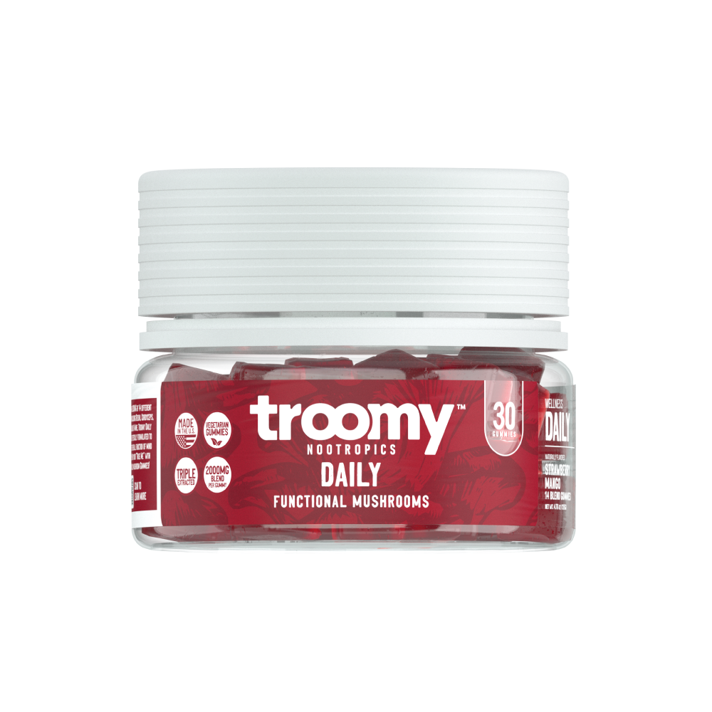 Daily - 14 Mushroom Blend - Strawberry Mango - Health Support Supplement - 30ct Jar - Troomy Nootropics in Whittier, CA
