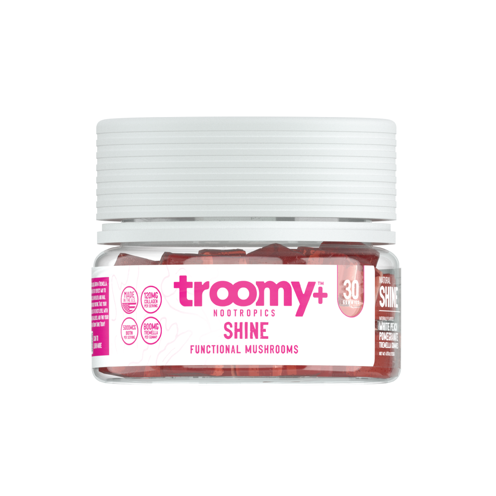 Shine Beauty Gummies - Tremella + Biotin for Skin and Hair - 30ct Gummy Jar - Troomy Nootropics in Whittier, CA