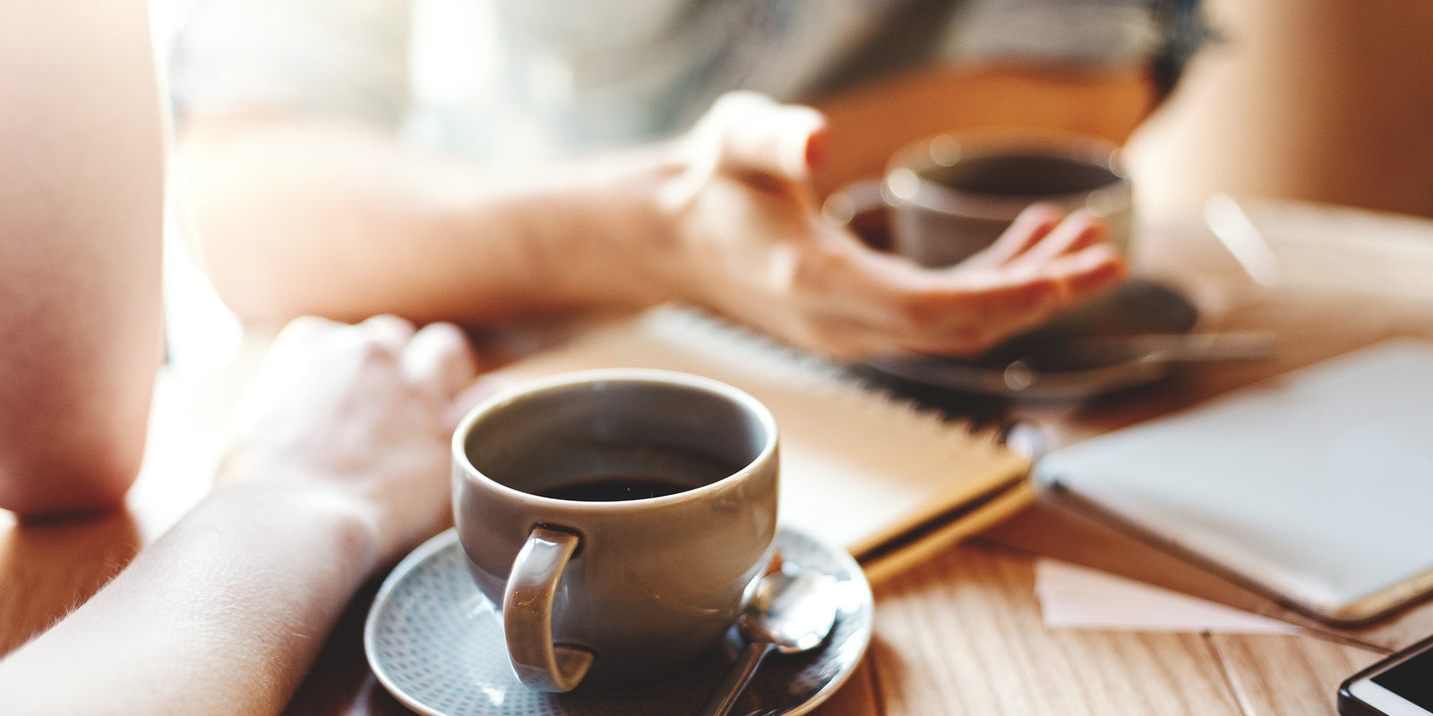 People Chatting Over Coffee - Functional Mushrooms  - Health benefits - Holistic Wellness -  Energy - Sleep - Mood Balance - Brain Health - Lion’s Mane - Reishi - Cordyceps - Troomy Nootropics in Whittier, CA