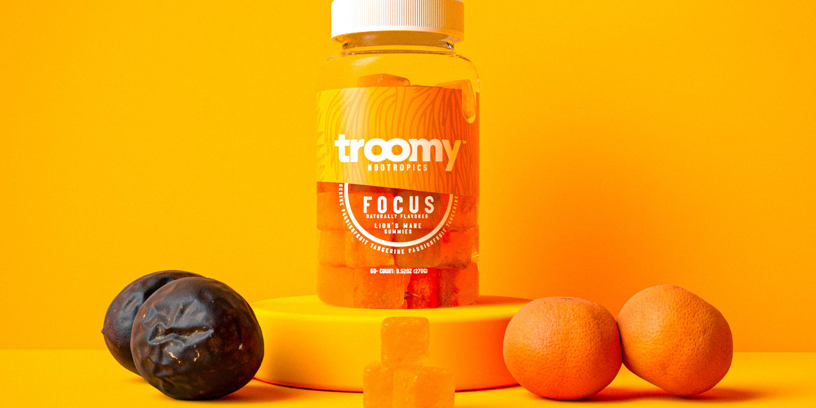 Focus Lion’s Mane Gummies - Tangerine Passionfruit  - Brain Support - 60ct Jar - Troomy Nootropics in Whittier, CA
