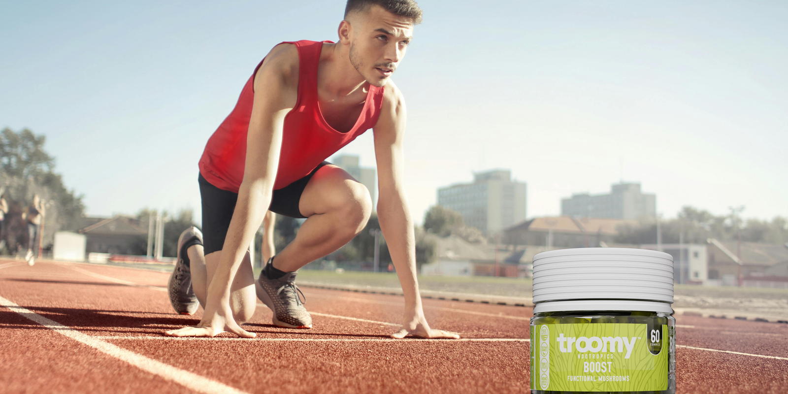 Boost - Cordyceps - Lemon Lime - Pre-Workout Blend - Athletic Man Running - Troomy Nootropics in Whittier, CA