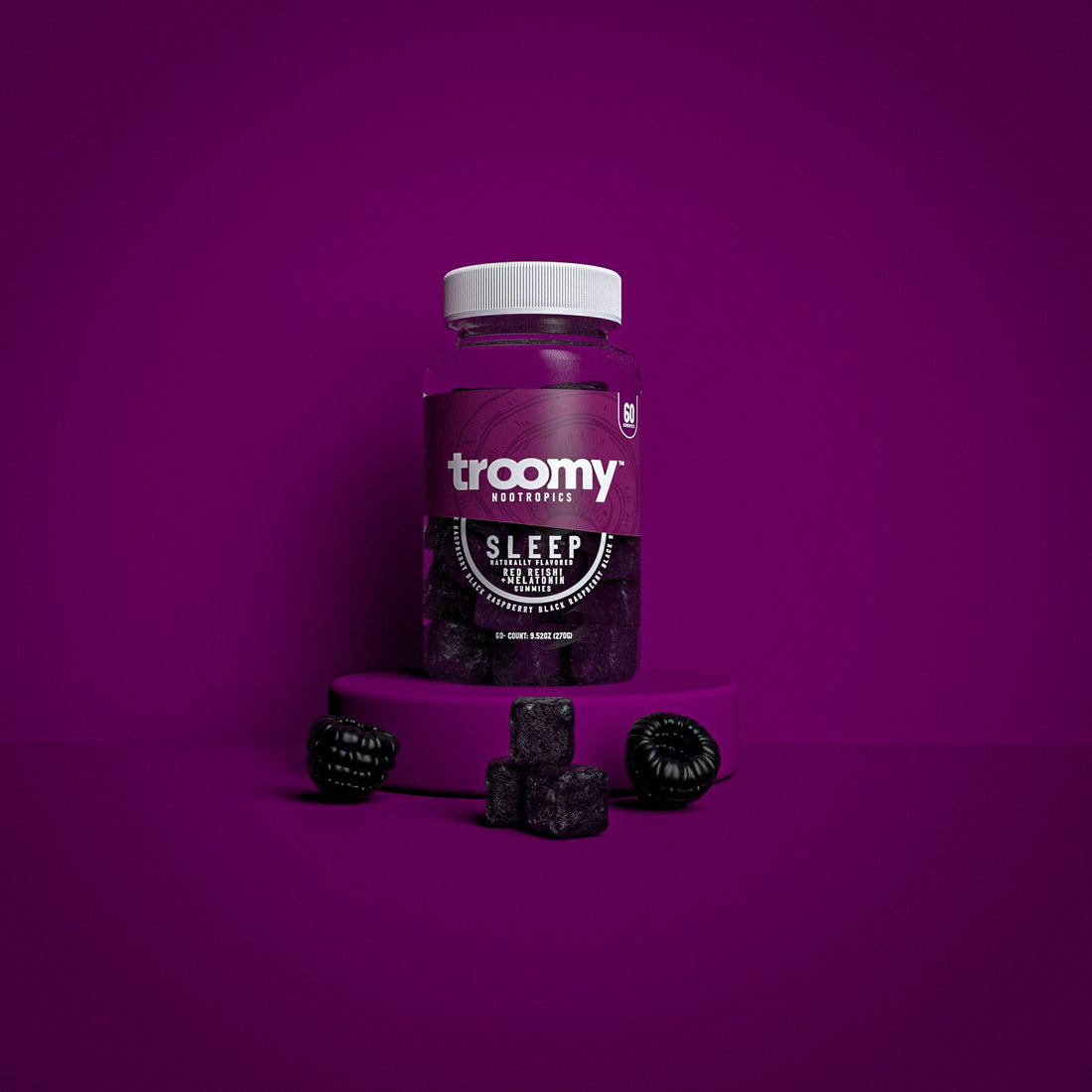 Sleep - Reishi and Melatonin - Black Raspberry - Wind Down Blend - 60 ct. Jar - Troomy Nootropics in Whittier, CA