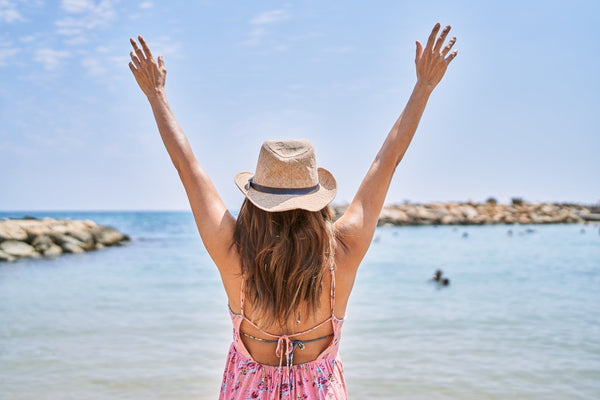 Shine - Tremella and Biotin - White Peach Pomegranate - Beauty Support - Woman at the Beach - Troomy Nootropics in Whittier, CA