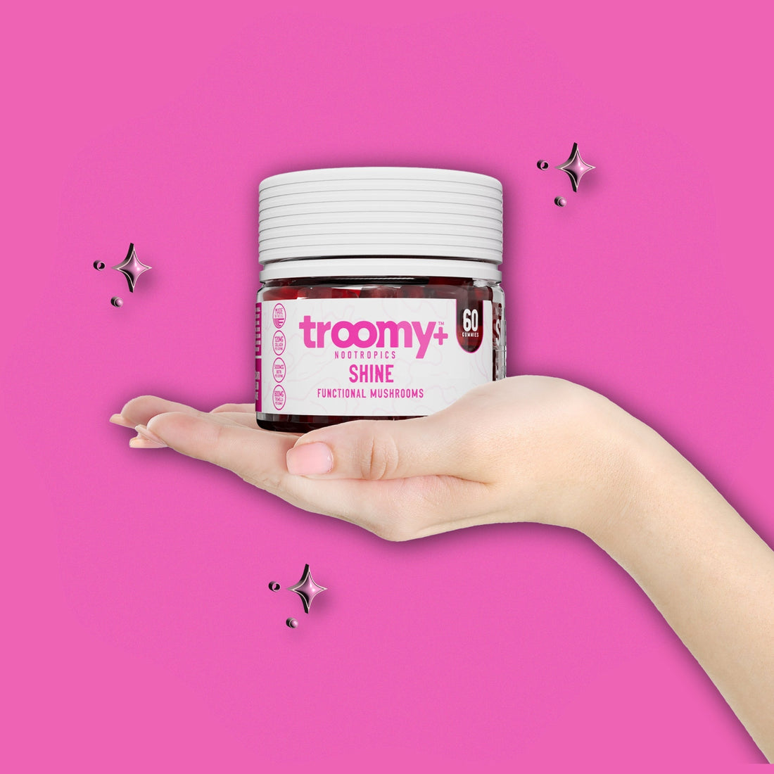 Shine Beauty Gummies - Tremella + Biotin for Skin and Hair - 60ct Jar - Troomy Nootropics in Whittier, CA