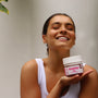 Shine - Tremella and Biotin - White Peach Pomegranate - Beauty Support -  Woman Smiling with Gummies - Troomy Nootropics in Whittier, CA