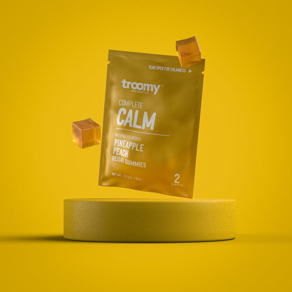 Calm - Reishi - Pineapple Peach - Stress Relief - 2ct Gummy Pouch - Troomy Nootropics in Whittier, CA