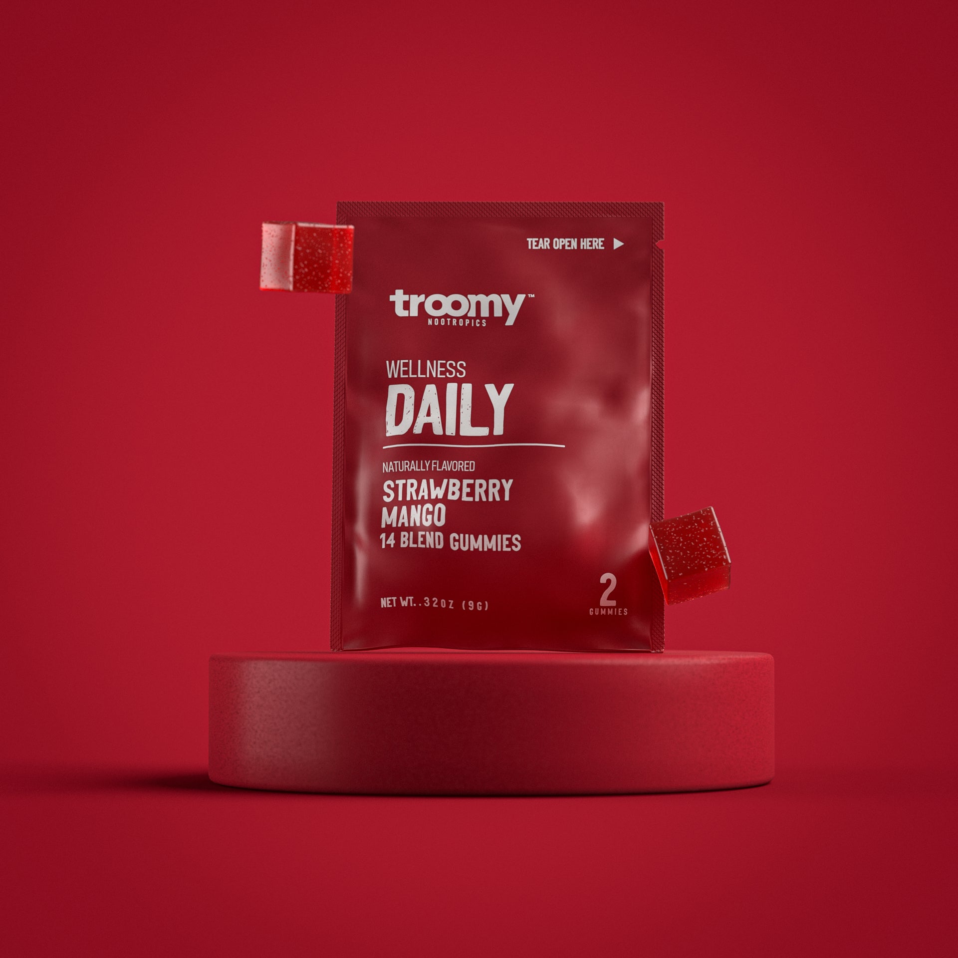 Daily - 14 Mushroom Blend - Strawberry Mango - Daily Nutrition - 2ct Gummy Pouch - Troomy Nootropics in Whittier, CA
