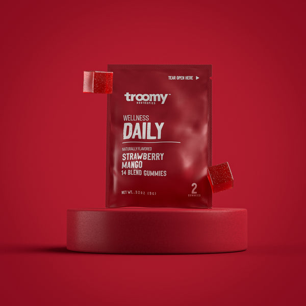 Daily - 14 Mushroom Blend - Strawberry Mango - Daily Nutrition - 2ct Gummy Pouch - Troomy Nootropics in Whittier, CA
