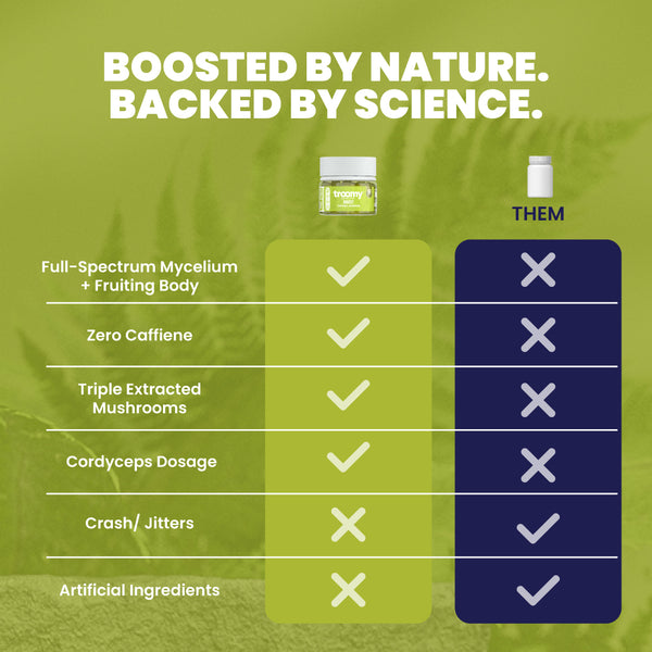 Boost - Cordyceps - Lemon Lime - Energy Support - Nootropic Product Comparison - Troomy Nootropics in Whittier, CA