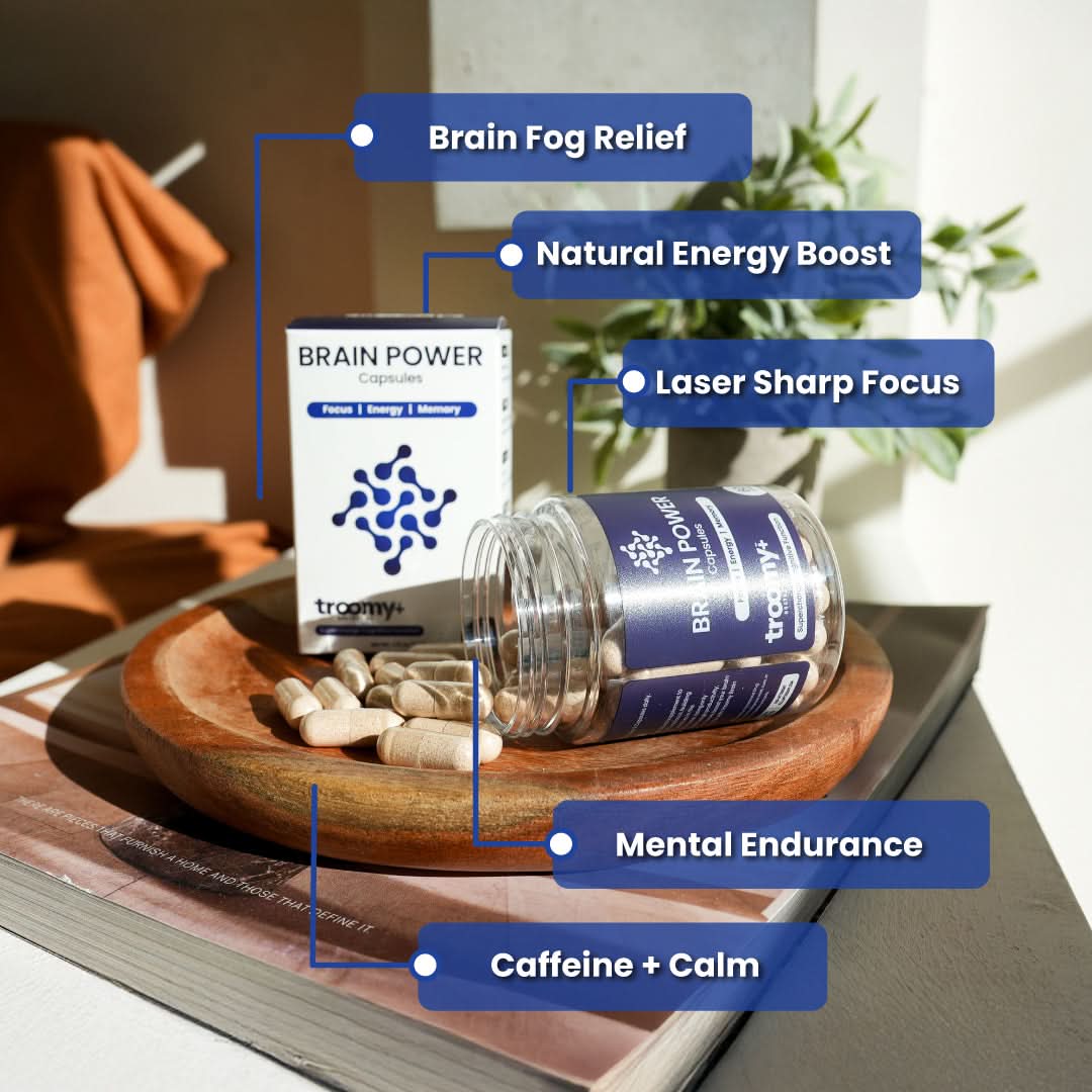 Brain Power - Lion's Mane, Cordyceps, Caffeine - Capsule - Cognition Support - Peaceful Mood - Troomy Nootropics in Whittier, CA