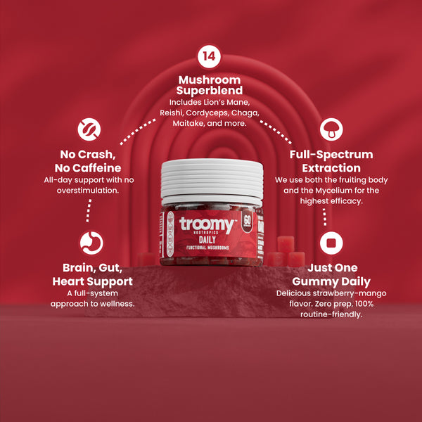 Daily - 14 Mushroom Blend - Strawberry Mango - Daily Nutrition - Top Selling Points - Troomy Nootropics in Whittier, CA