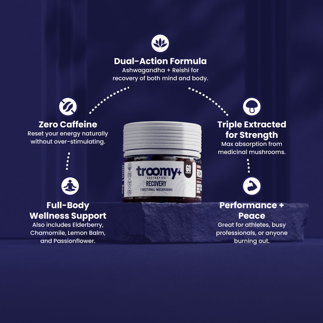 Recovery - Reishi and Ashwagandha - Berry Acai - Recovery Support - Top Selling Points - Troomy Nootropics in Whittier, CA