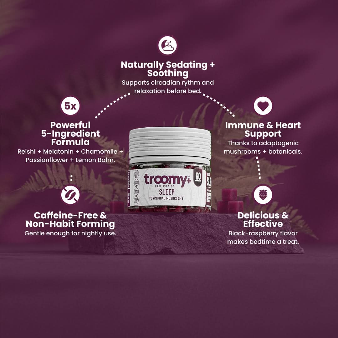 Sleep - Reishi and Melatonin - Black Raspberry - Wind Down Blend - Top Selling Points - Troomy Nootropics in Whittier, CA